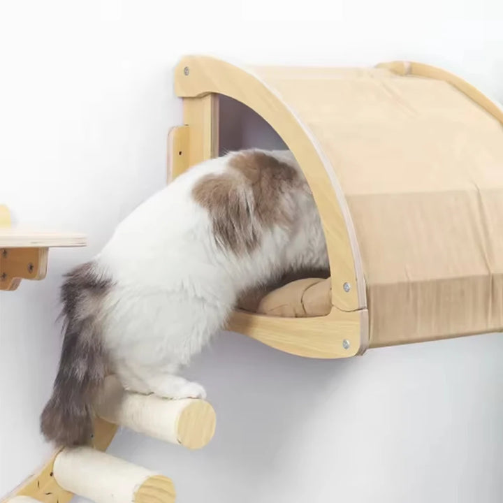 Wooden Wall-Mounted Cat Tree - Secret Nest
