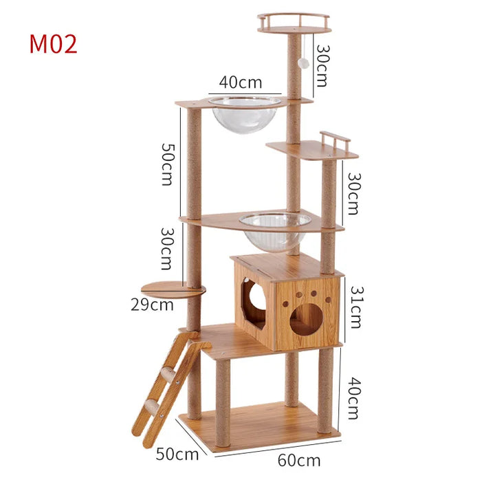 Natural wooden and designer cat tree - "CatForest"