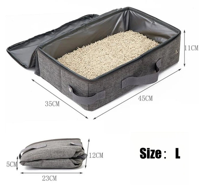 Sac de rangement en tissu gris, taille L, dimensions 45x35x11 cm, pliable pour un rangement facile.