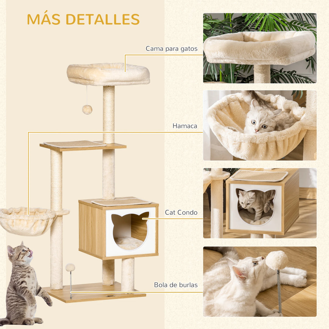 Wooden and soft cat tree, hammock - Model: "Soft Forest"