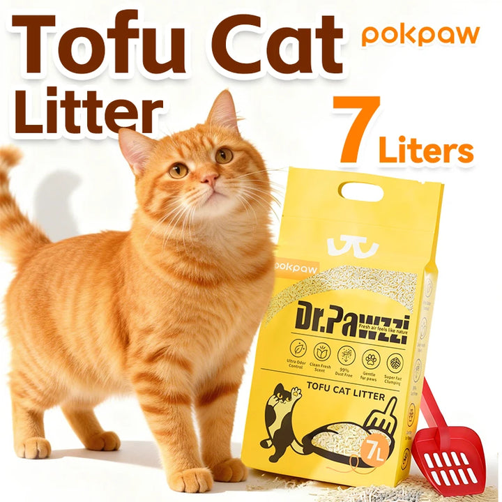 Litière végétale tofu biodégradable sans poussière – Modèle "TofuPure"