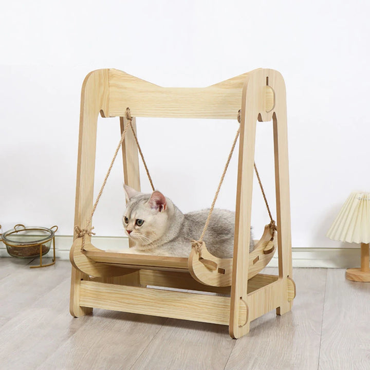 Katzenschaukel aus Holz - Modell „SwingPaws“