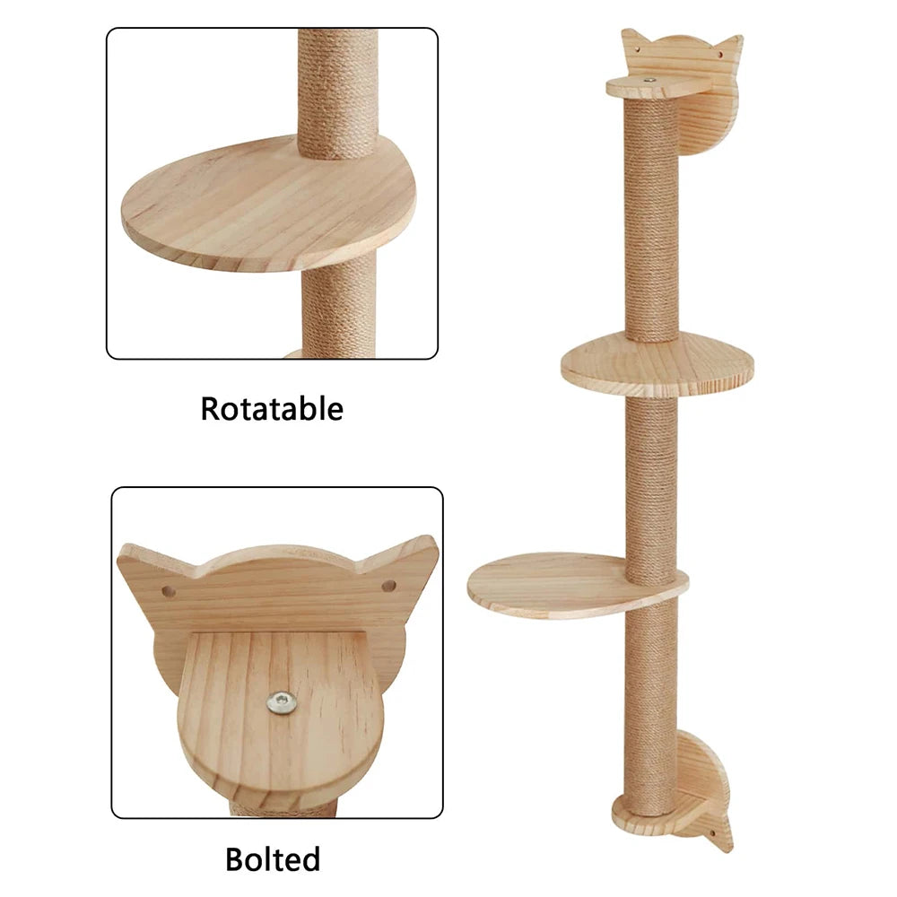 DIY cat tree wall-mounted scratching post with platforms and scratching post - Model: "Griff'Aventure"