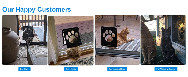 Chatière noire pour animaux, facile à installer, convient aux chats et chiens, pour portes et fenêtres.