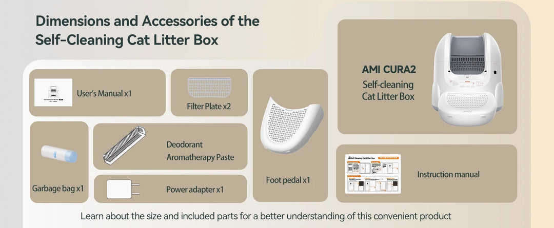 Bac à litière autonettoyant connecté 65L – Amicura Cura 2 – Modèle "SmartClean Elite"