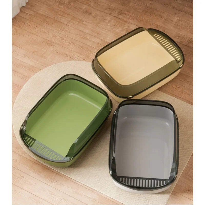 Bac à litière semi-fermé anti-projections avec pelle intégrée – Modèle "CleanEntry"