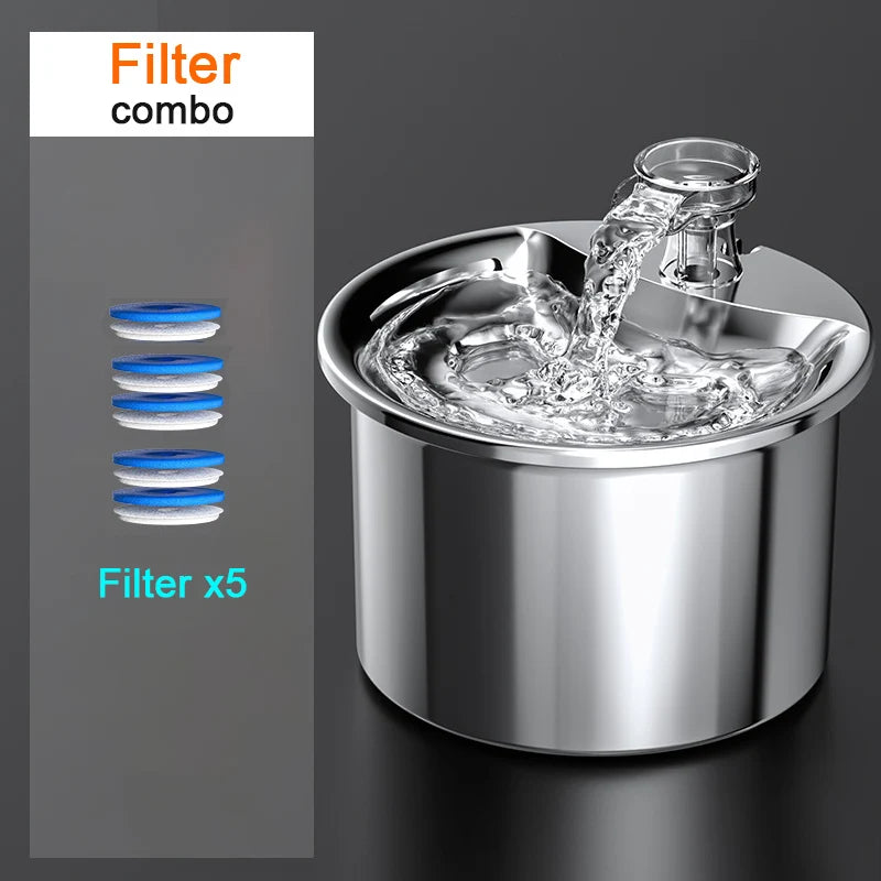 Filtre à eau en acier inoxydable avec 5 filtres bleu, idéal pour une filtration efficace.
