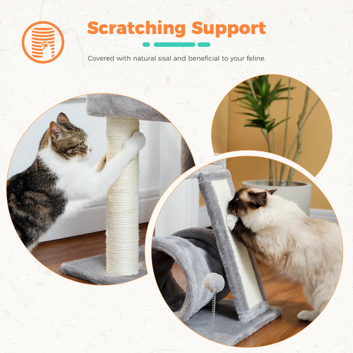 Compact cat tree with play tunnel - Model: "TunnelJouet"