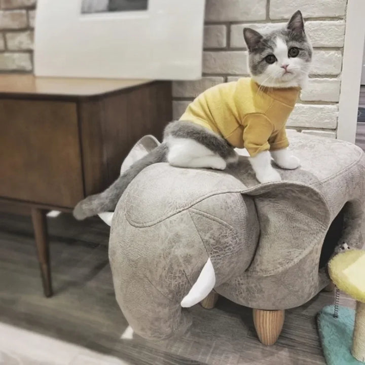 Elephant-shaped designer cat tree with pouf - ElephHaven model
