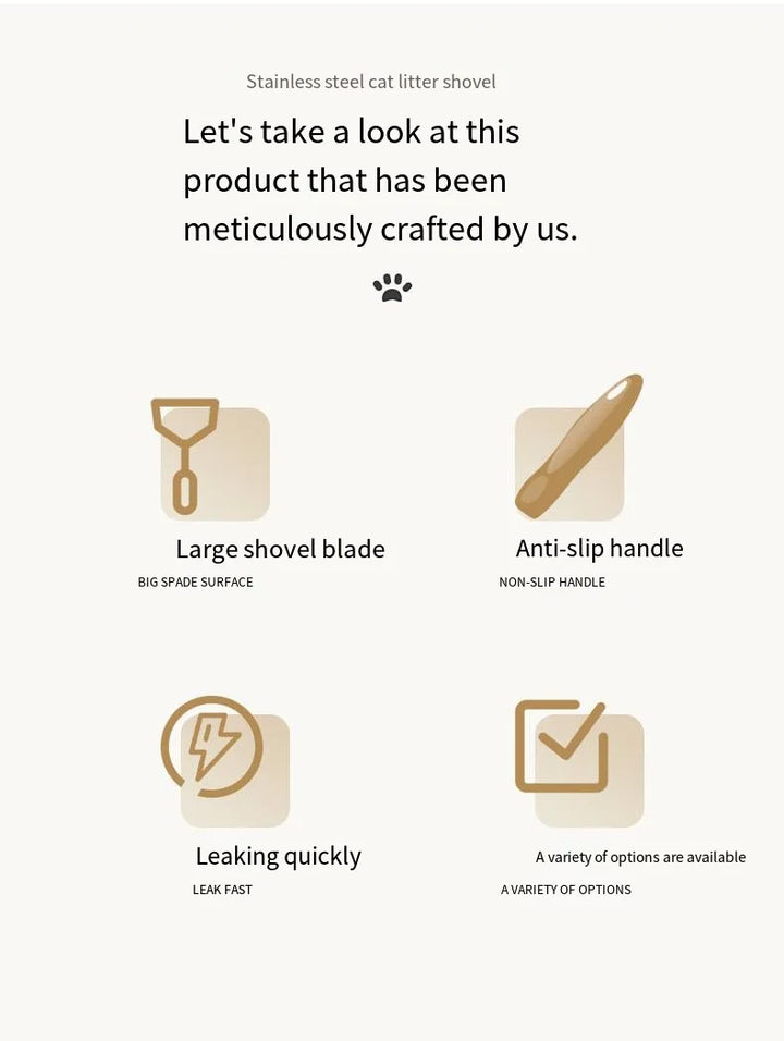 Pelle à litière en acier inoxydable haute efficacité