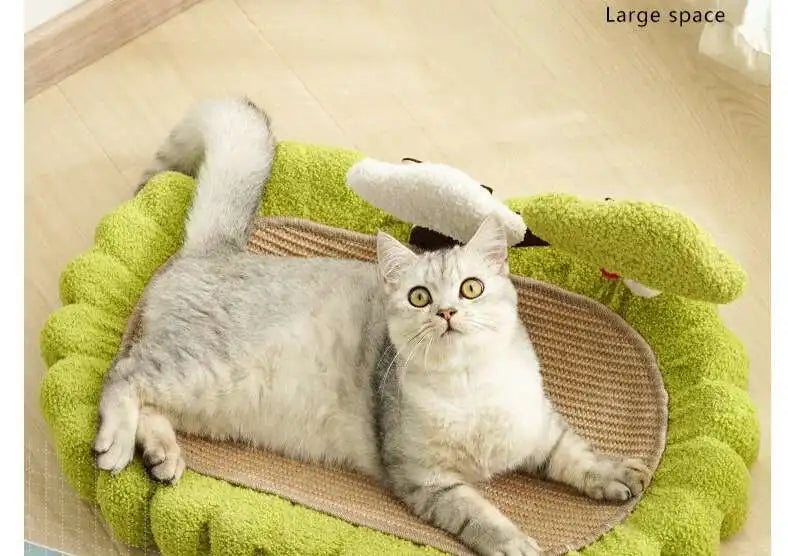 Griffoir nid ovale en lin naturel pour chat