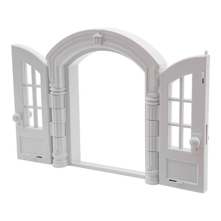 Cadre en plastique blanc avec portes vitrées, élégant et moderne pour décoration intérieure.