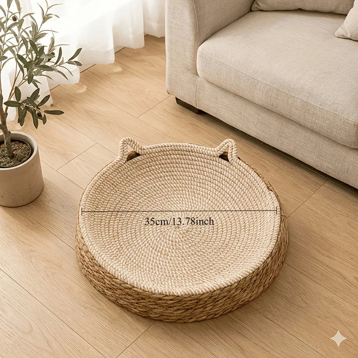 Griffoir rond en corde de jute tressée avec couchage pour chat