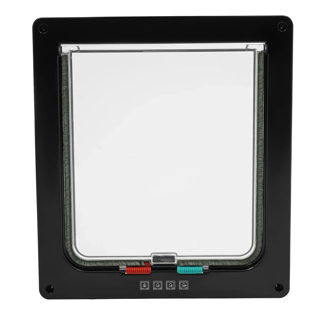 Chatière noire en plastique avec verre transparent et sécurité à trois positions.