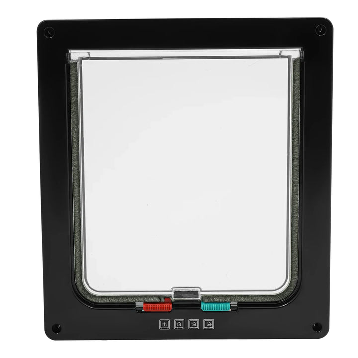 Chatière noire en plastique avec verre transparent et sécurité à trois positions.