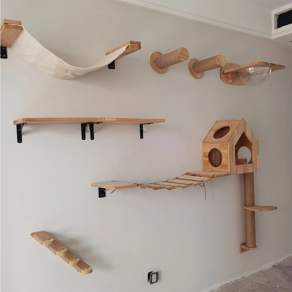 Wall-mounted cat tree - Wood, Hammock, ladder - NidMurale