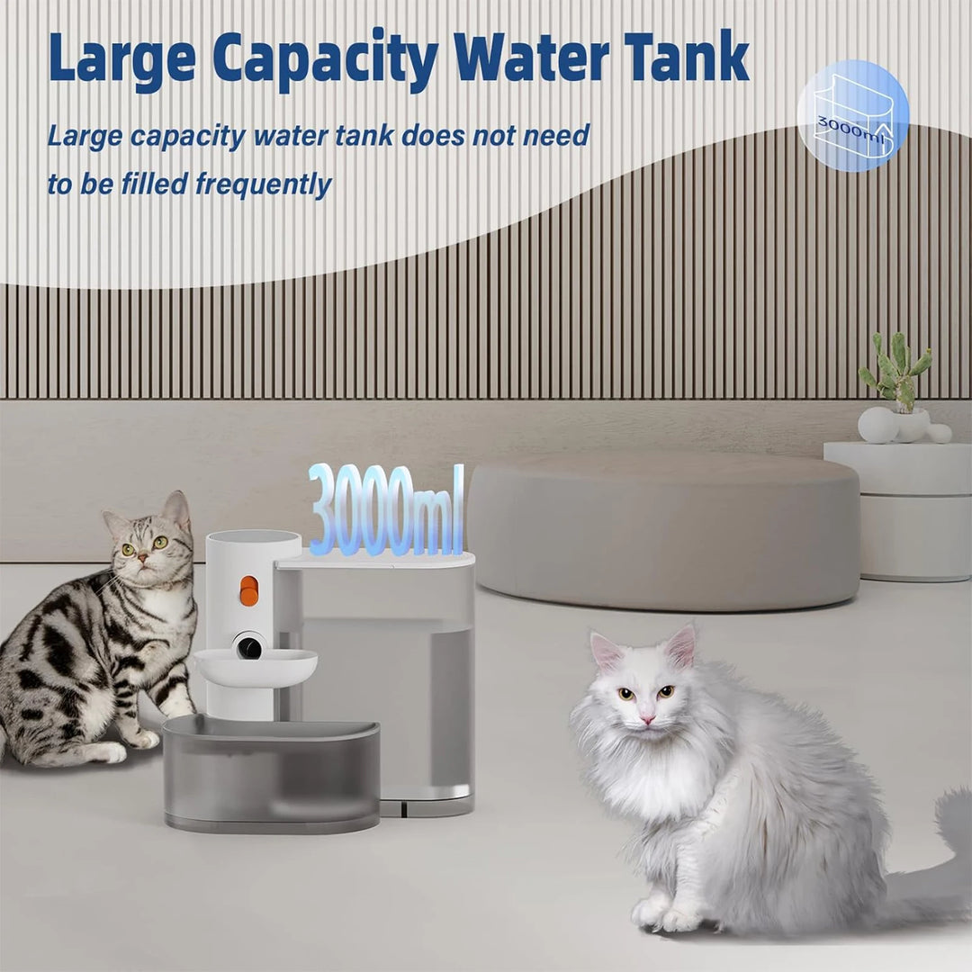 Fontaine à eau pour animaux avec réservoir de 3000ml, facile à remplir, idéale pour chats.