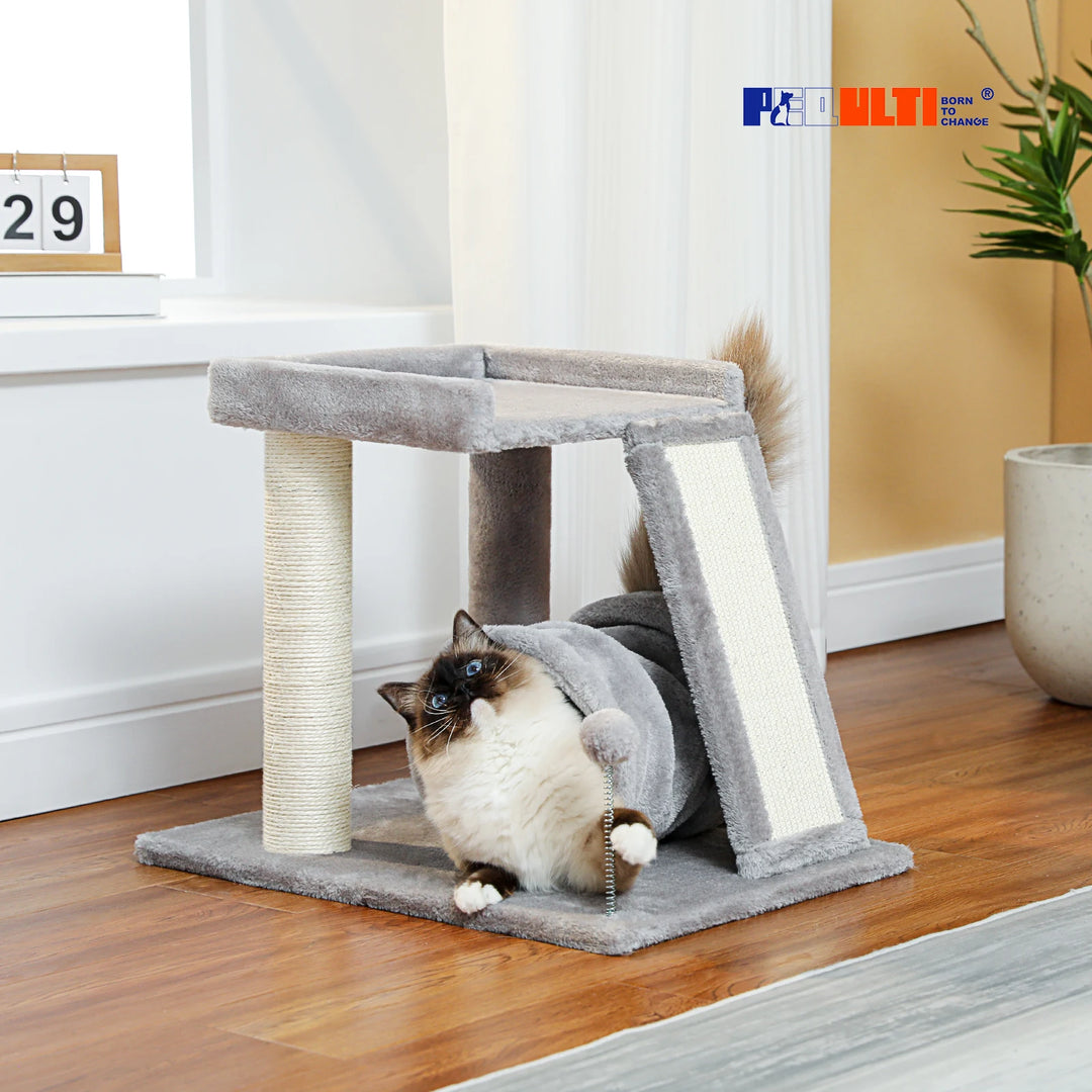 Compact cat tree with play tunnel - Model: "TunnelJouet"