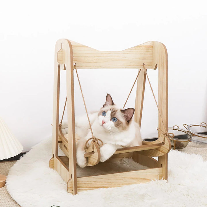 Katzenschaukel aus Holz - Modell „SwingPaws“