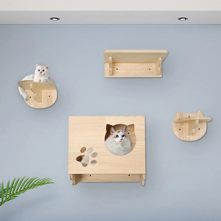 Wall-mounted cat tree, Wood - ChâteauGrimpeur