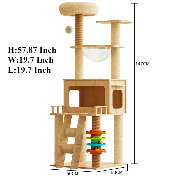 Arbre à chat multi-niveaux avec double niche et griffoirs en sisal