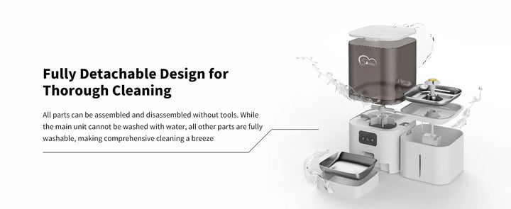 Conception entièrement détachable, facile à nettoyer, parties en plastique et métal, couleur blanche et grise.