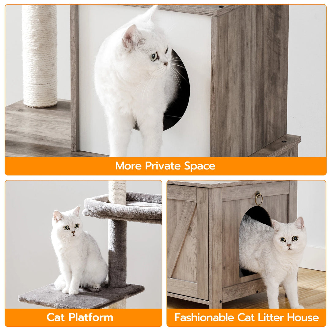 Cat Tree with Litter Box - Model "HideawayPaws Pro"