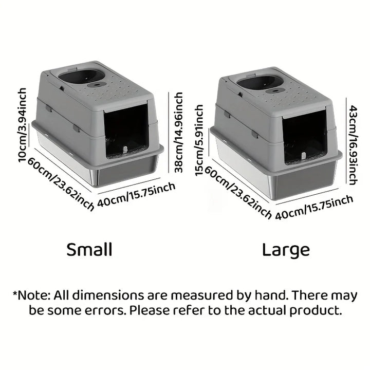 Bac à litière chat en acier inoxydable avec couvercle basculant – Modèle "SteelFlip Premium"