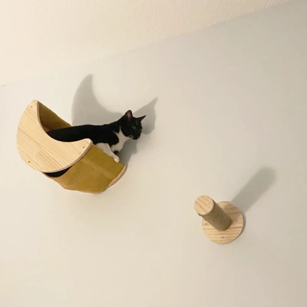 Nest wooden moon hammock cat tree