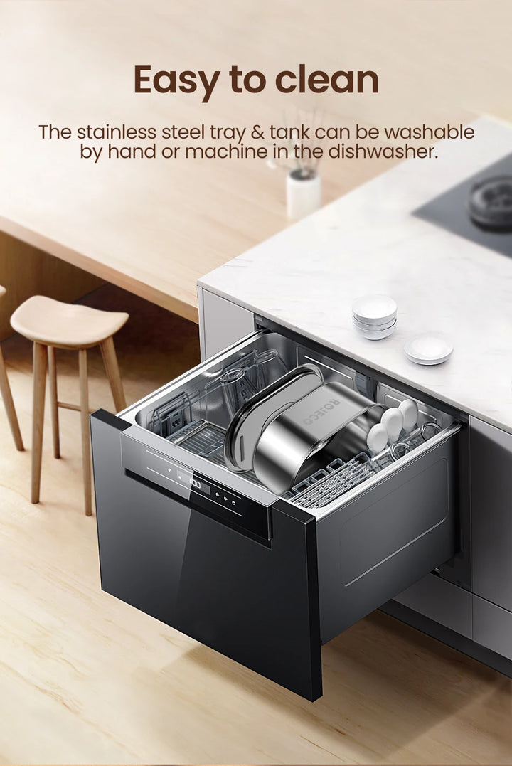 Lave-vaisselle en acier inoxydable, bac et réservoir faciles à nettoyer, compatible avec le lave-vaisselle.