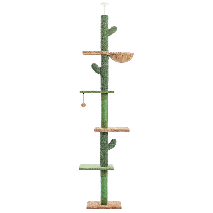 Adjustable floor-to-ceiling cactus-shaped cat tree - Model: "CactusEscapade"