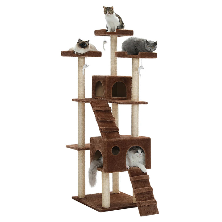 Maine Coon cat tree with condo and perches - Model: "ForteresseFéline"