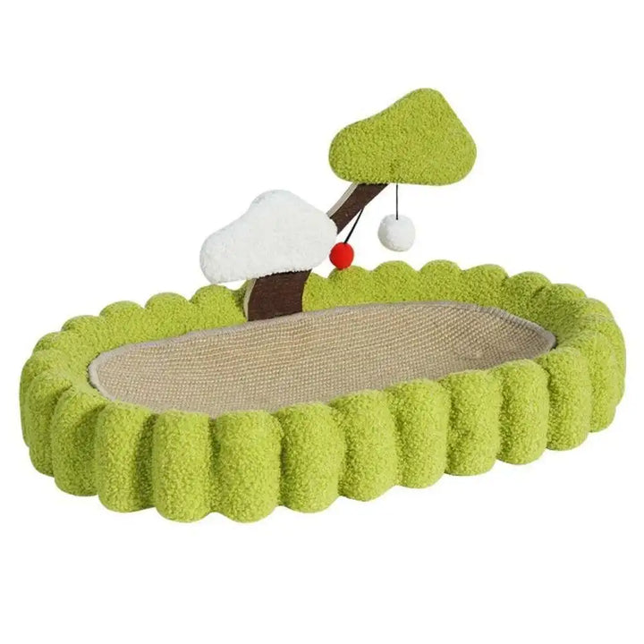 Griffoir nid ovale en lin naturel pour chat