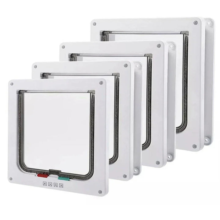 Lot de 4 chatières blanches, en plastique, avec mécanisme de verrouillage facile.