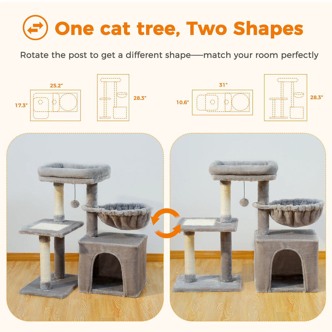 Comfortable beige/grey cat tree - "CozyNest" model 