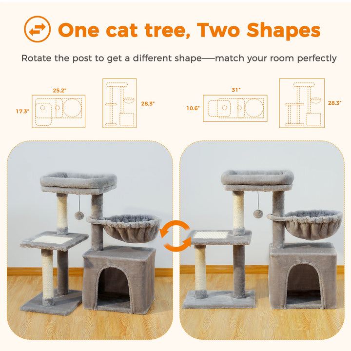 Comfortable beige/grey cat tree - "CozyNest" model 