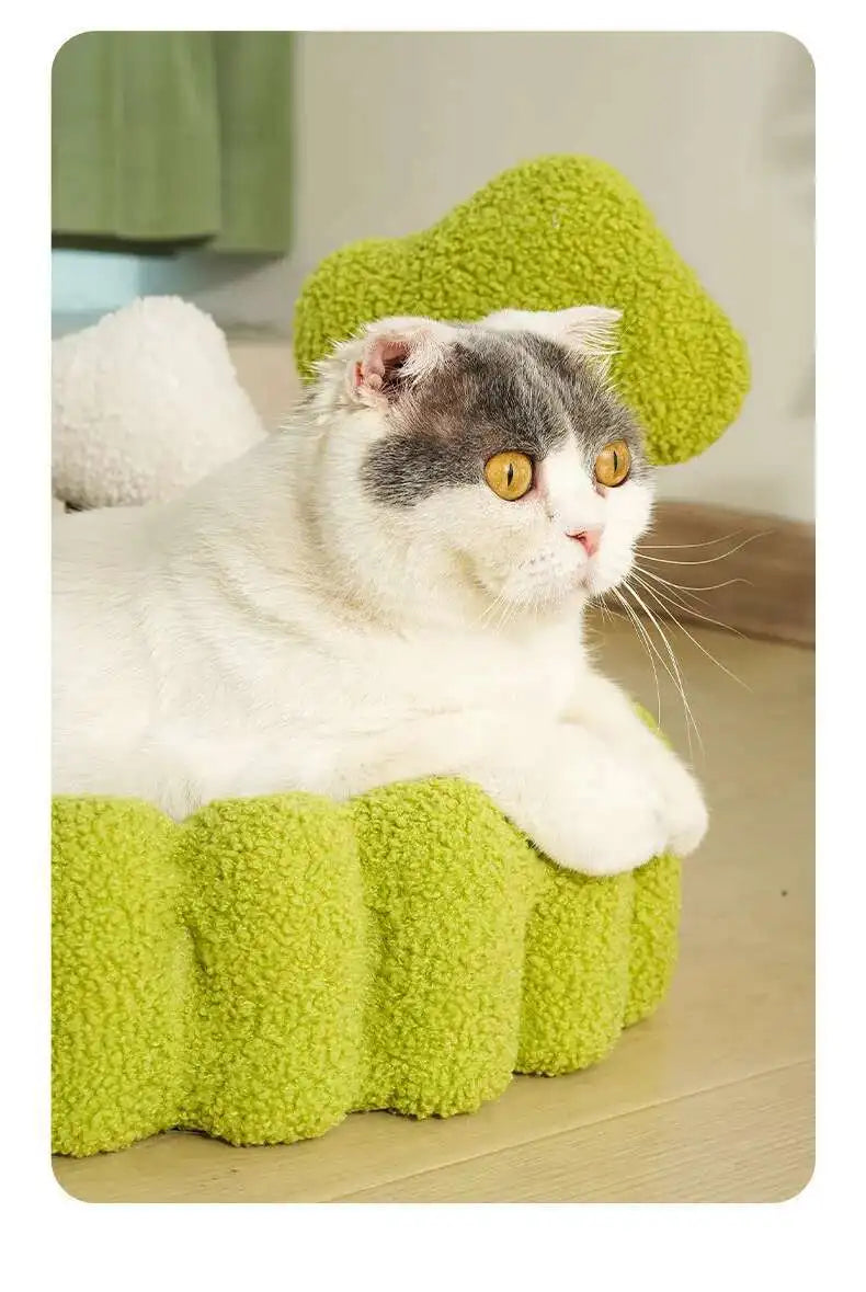 Griffoir nid ovale en lin naturel pour chat