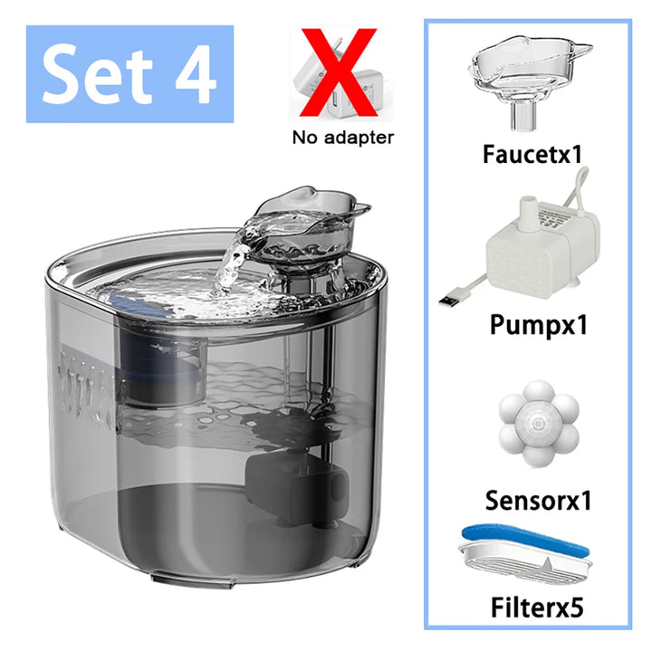 Ensemble 4 : filtre à eau transparent, comprenant 5 filtres, une pompe et un capteur.