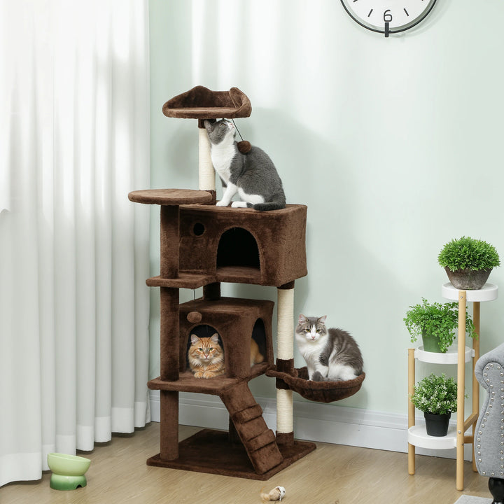 Arbre à chat 140 cm avec niches, hamac et plateforme à oreilles