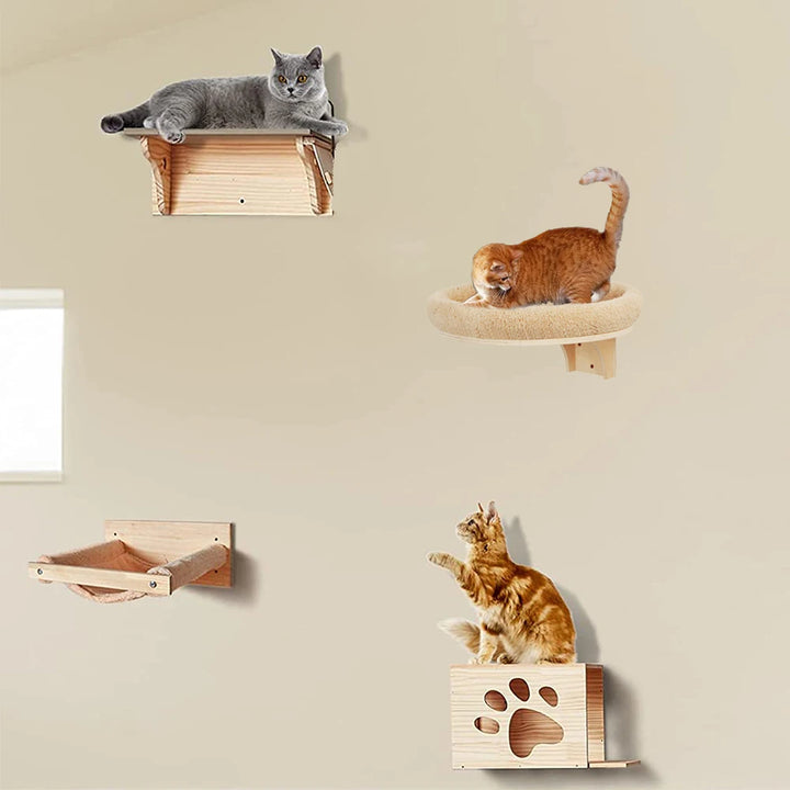 Wall-mounted cat tree - House, hammock, suspension bridge, perch - Collection: Ciel de Chat
