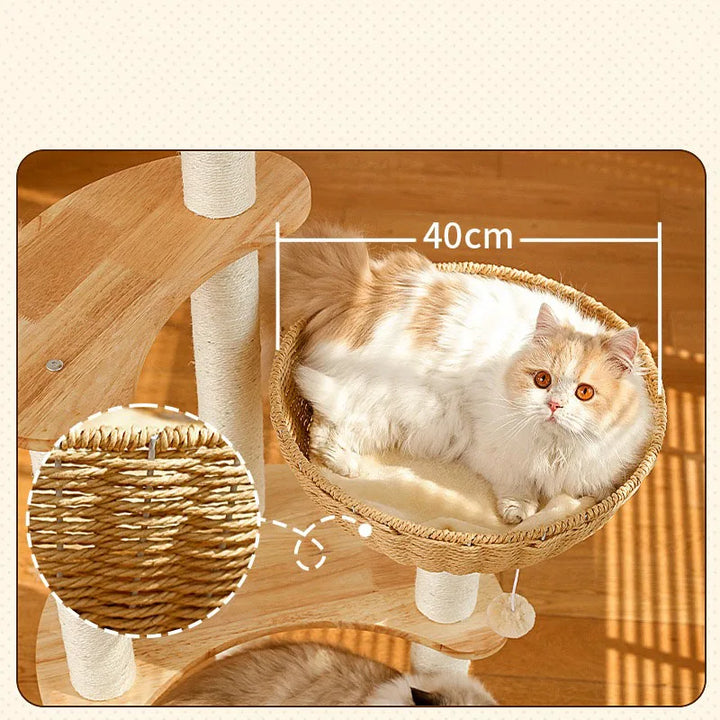 Solid Wood Designer Cat Tree - SkyNest Model