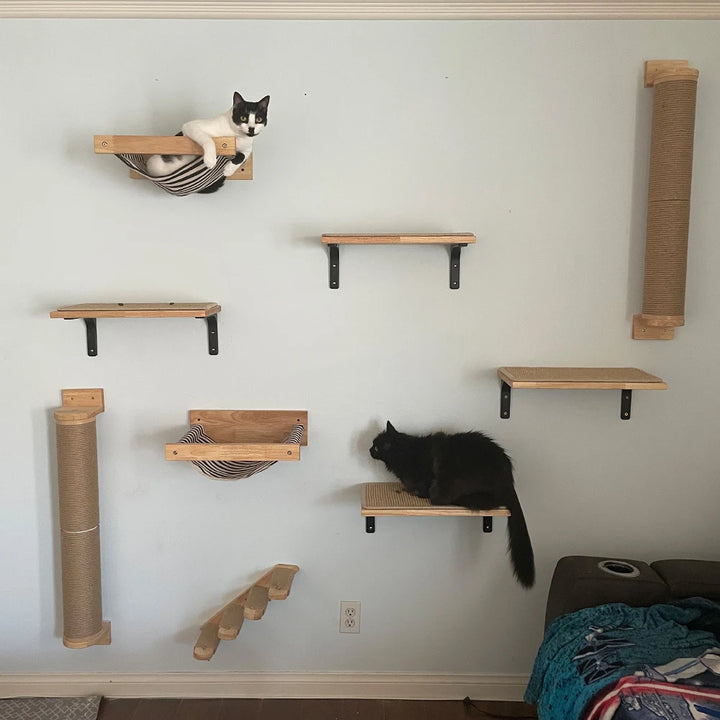 Wall-mounted cat tree collection - Suspension bridge and wall-mounted bowl - AcroChat
