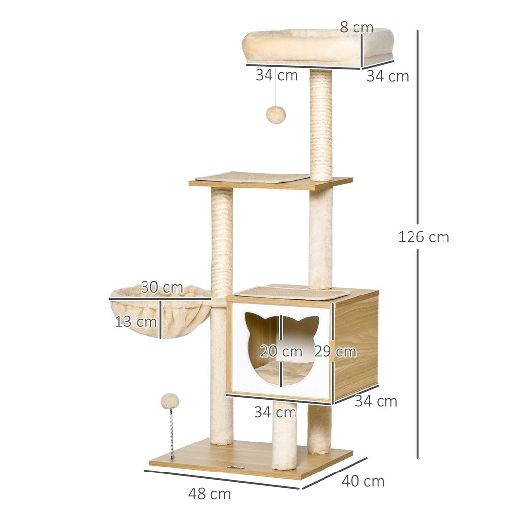 Wooden and soft cat tree, hammock - Model: "Soft Forest"