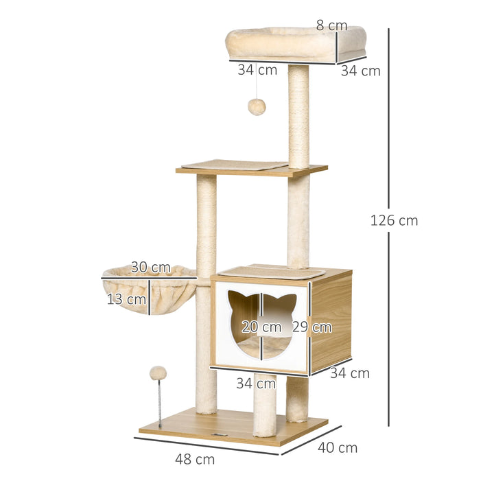 Wooden and soft cat tree, hammock - Model: "Soft Forest"