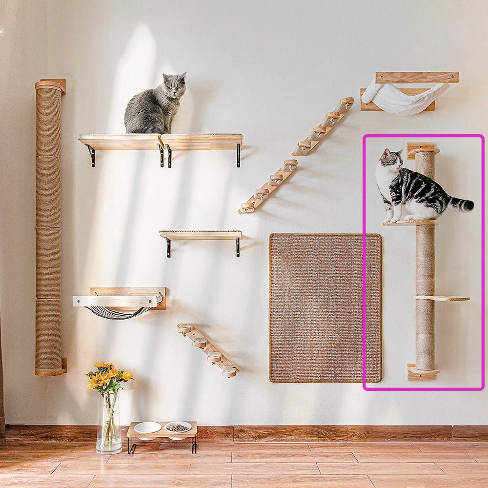 DIY cat tree wall-mounted scratching post with platforms and scratching post - Model: "Griff'Aventure"