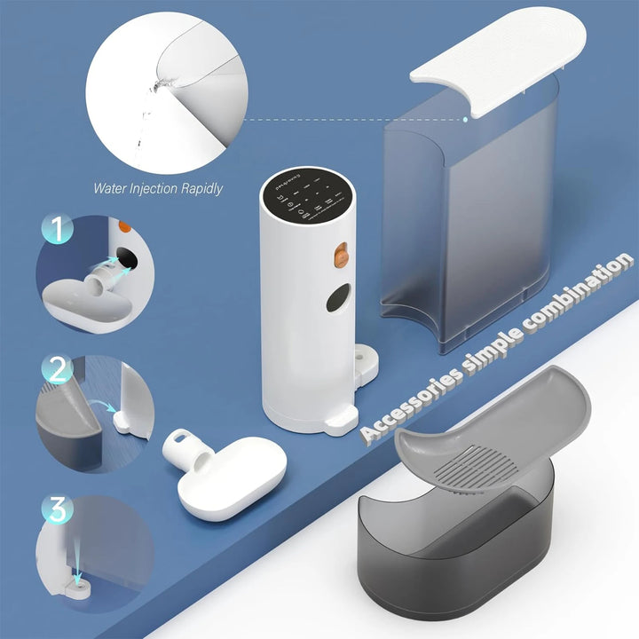 Dispositif d'injection d'eau blanc avec accessoires, facile à utiliser et rapide, idéal pour divers besoins.