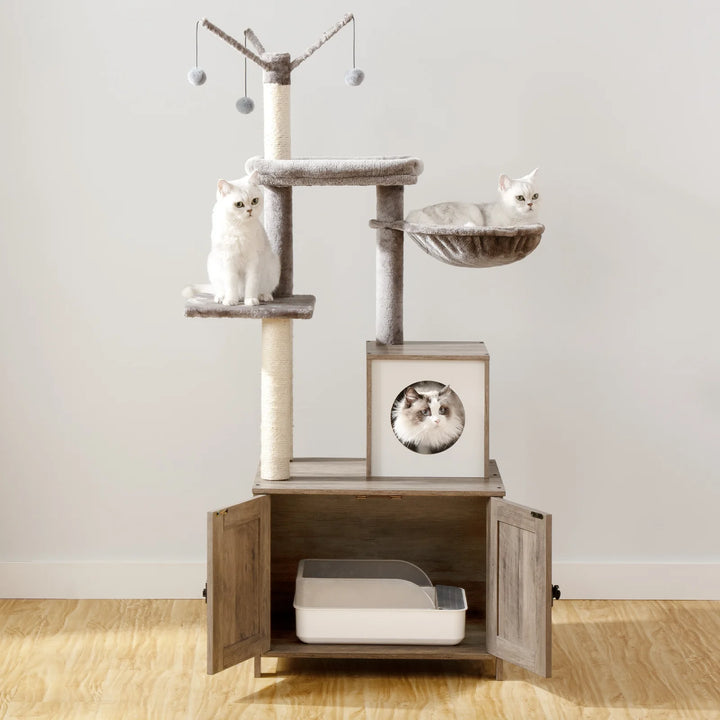 Cat Tree with Litter Box - Model "HideawayPaws Pro"