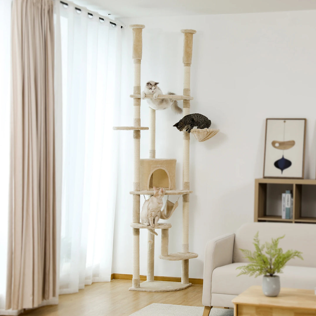 XXL Maine Coon Kratzbaum, Boden bis Decke, verstellbar, 236–258 cm