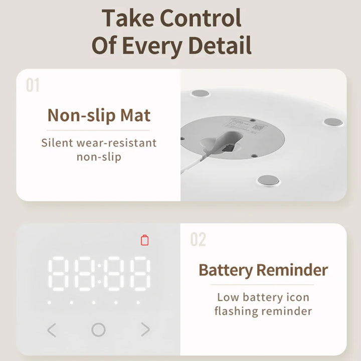Tapis antidérapant silencieux avec rappel de batterie, adapté pour optimiser votre espace.