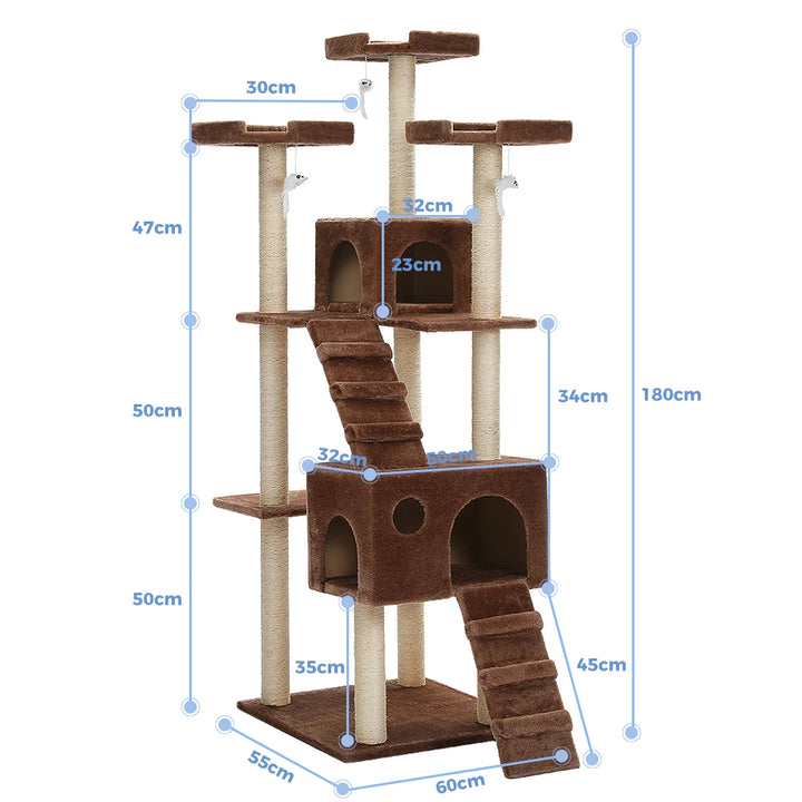 Maine Coon cat tree with condo and perches - Model: "ForteresseFéline"